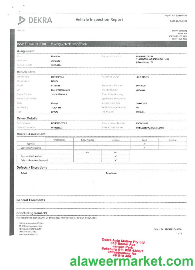 Vehicle Inspection reporT